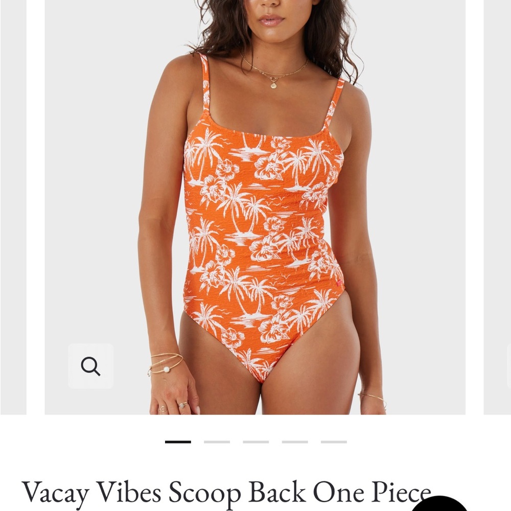 Roxy Orange Tropical Print One Piece Swimsuit